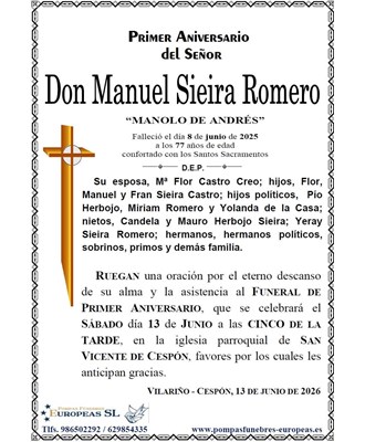 Don Manuel Sieira Romero (13/06/2026)
