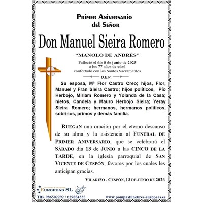 Don Manuel Sieira Romero (13/06/2026)