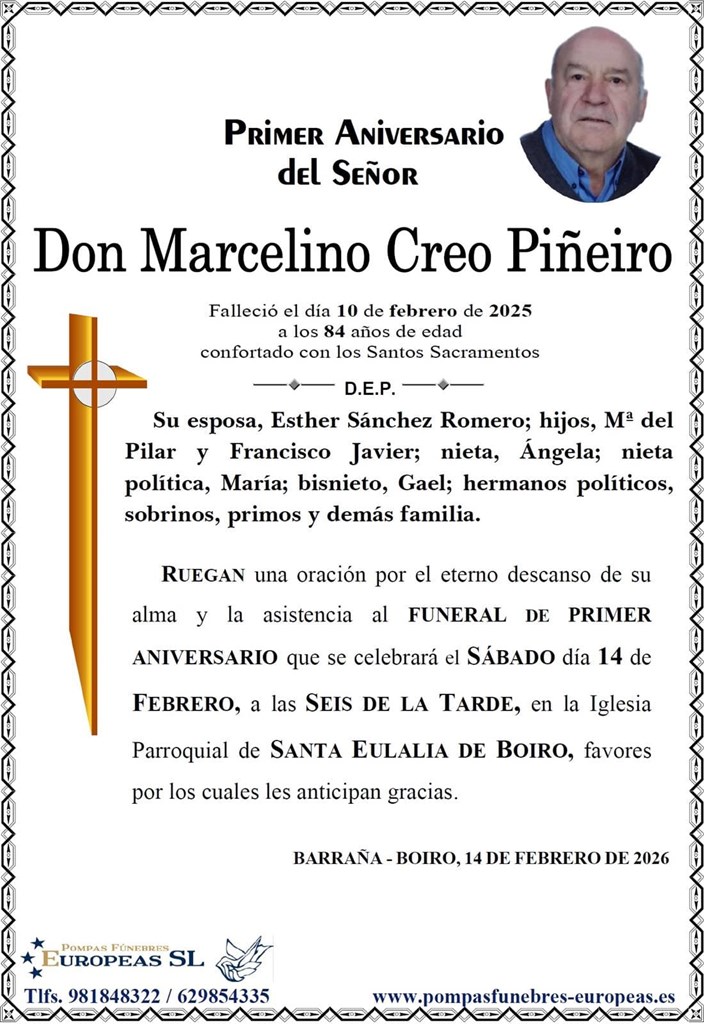 Don Marcelino Creo Piñeiro (14/02/2026)