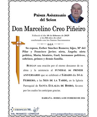 Don Marcelino Creo Piñeiro (14/02/2026)
