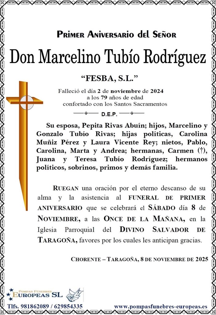 Don Marcelino Tubío Rodríguez (08/11/2025)