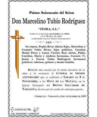 Don Marcelino Tubío Rodríguez (08/11/2025)