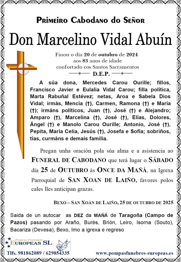 Don Marcelino Vidal Abuín (25/10/2025)