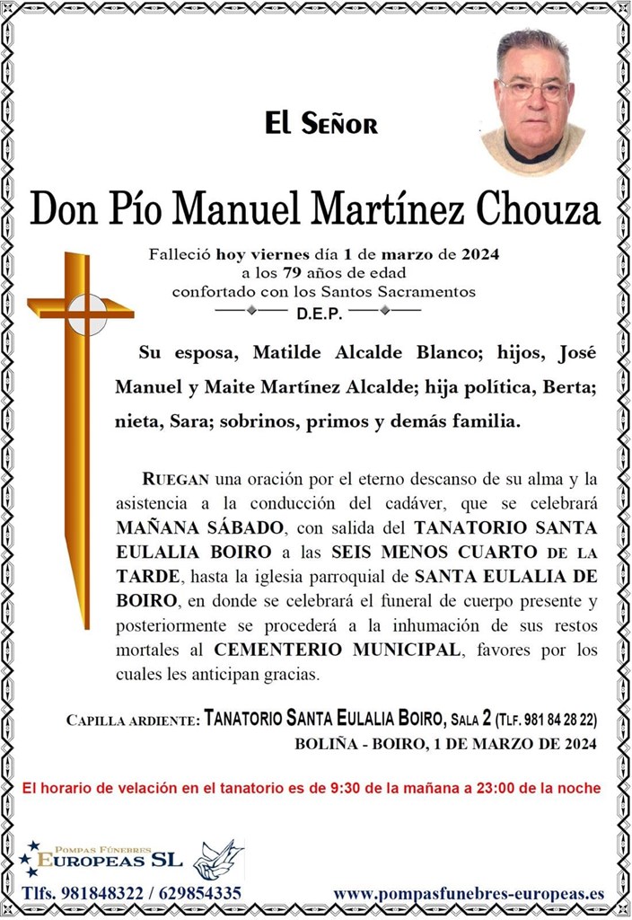 Foto principal Don Pío Manuel Martínez Chouza