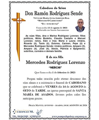 Don Ramón Rodríguez Sende e Mercedes Rodríguez Lorenzo (14/08/2026)
