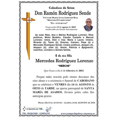 Don Ramón Rodríguez Sende e Mercedes Rodríguez Lorenzo (14/08/2026)