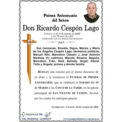 Don Ricardo Cespón Lago (14/03/2026)