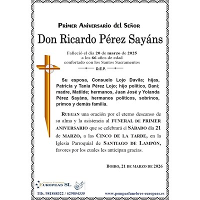 Don Ricardo Pérez Sayáns (21/03/2026)