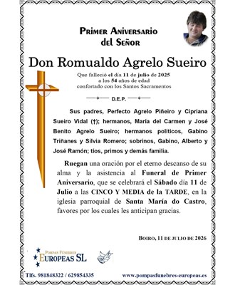 Don Romualdo Agrelo Sueiro (11/07/2026)