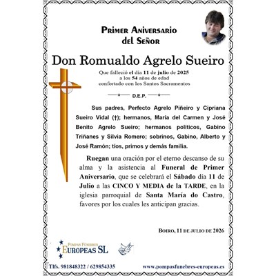 Don Romualdo Agrelo Sueiro (11/07/2026)