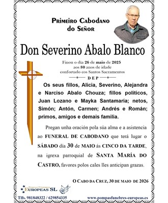 Don Severino Abalo Blanco (30/05/2026)