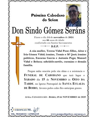 Don Sindo Gómez Seráns (15/11/2025)