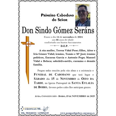 Don Sindo Gómez Seráns (15/11/2025)
