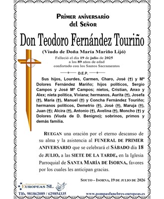 Don Teodoro Fernández Touriño (18/07/2026)