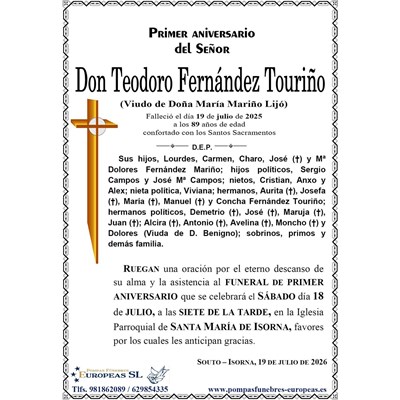 Don Teodoro Fernández Touriño (18/07/2026)