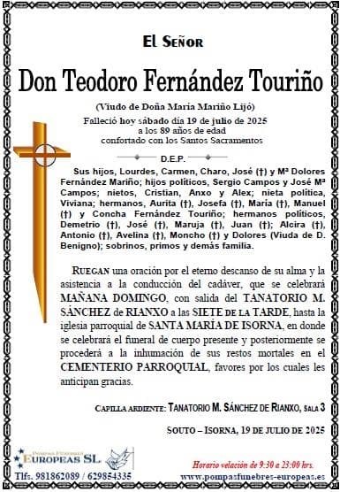 Foto principal Don Teodoro Fernández Touriño