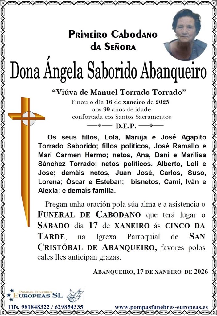Dona Ángela Saborido Abanqueiro (17/01/2026)