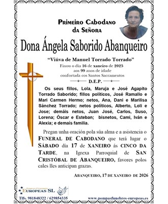 Dona Ángela Saborido Abanqueiro (17/01/2026)
