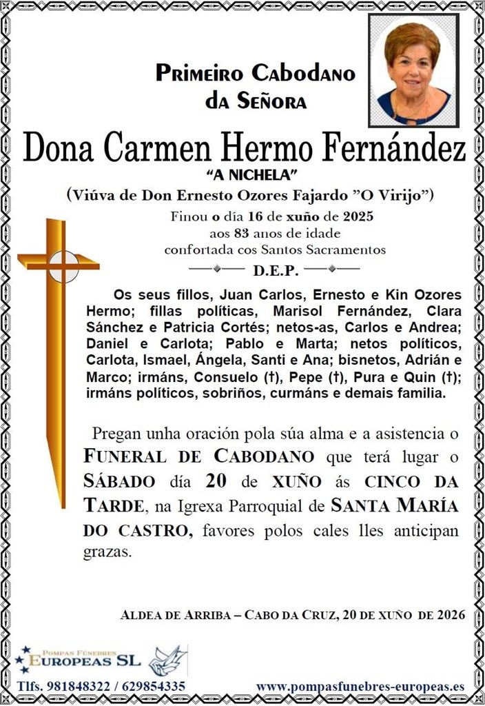 Dona Carmen Hermo Fernández (20/06/2026)