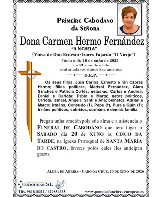Dona Carmen Hermo Fernández (20/06/2026)