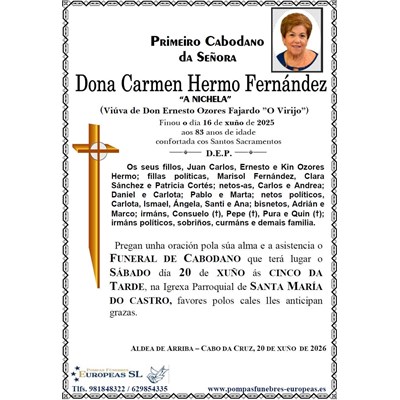 Dona Carmen Hermo Fernández (20/06/2026)