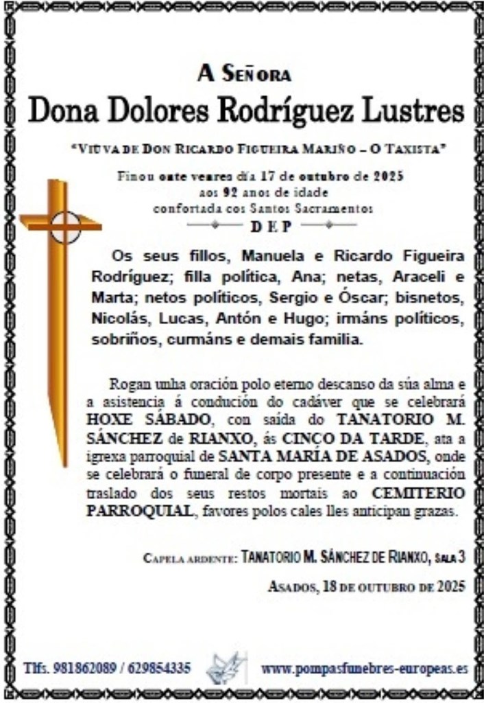Foto principal Dona Dolores Rodríguez Lustres