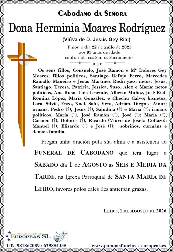 Dona Herminia Moares Rodríguez (01/0872026)