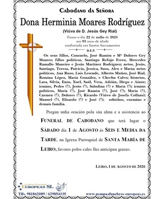 Dona Herminia Moares Rodríguez (01/0872026)