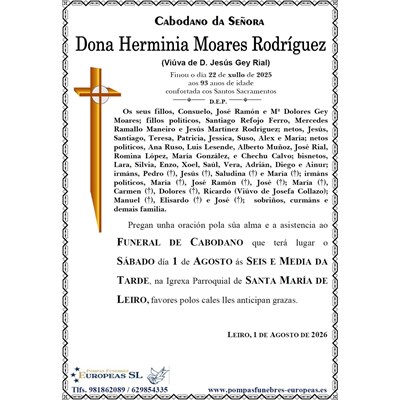 Dona Herminia Moares Rodríguez (01/0872026)