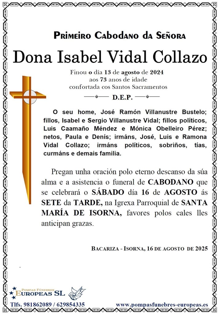 Dona Isabel Vidal Collazo (16/08/2025)