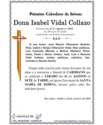 Dona Isabel Vidal Collazo (16/08/2025)