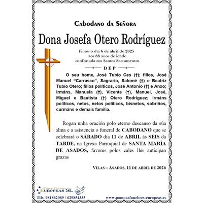 Dona Josefa Otero Rodríguez (11/04/2026)