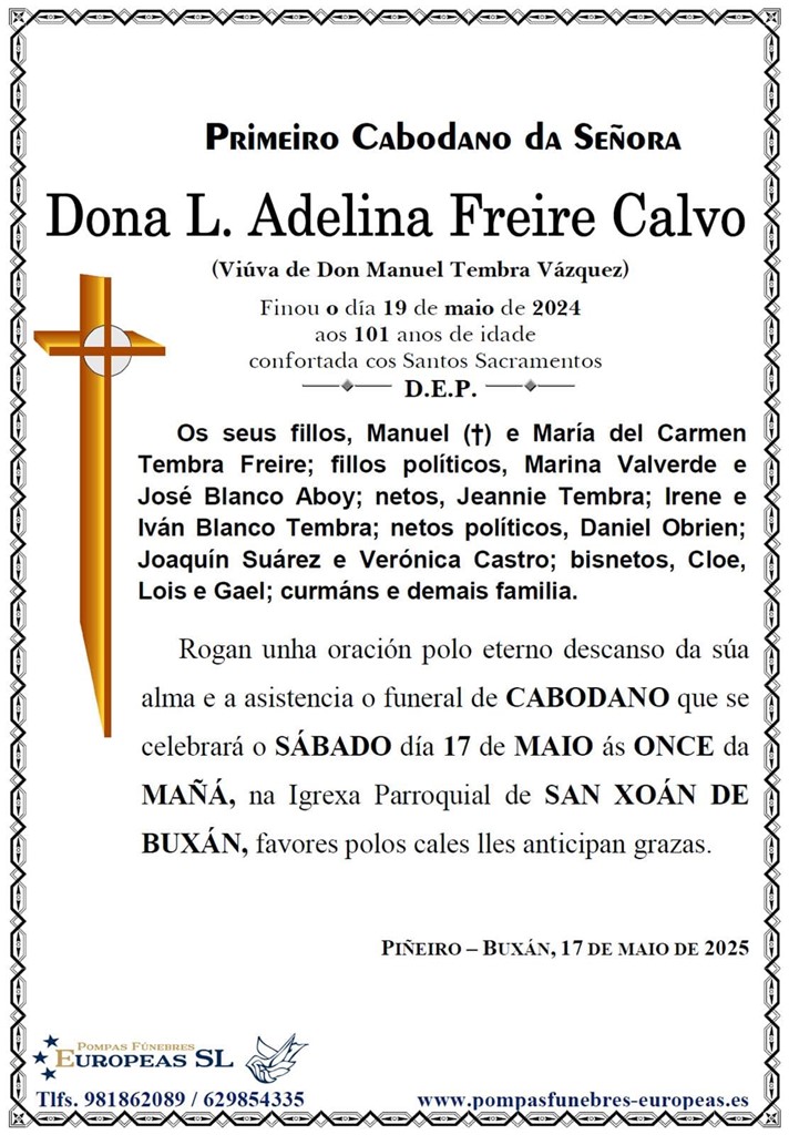 Dona L. Adelina Freire Calvo (17/05/2025)