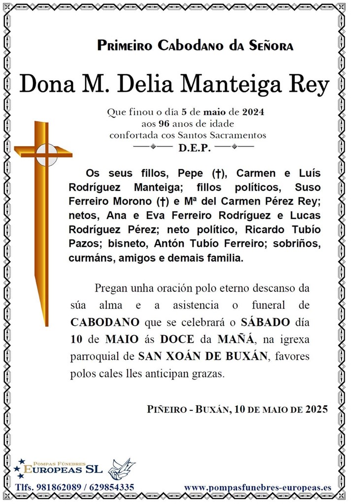 Dona M. Delia Manteiga Rey (17/05/2025)