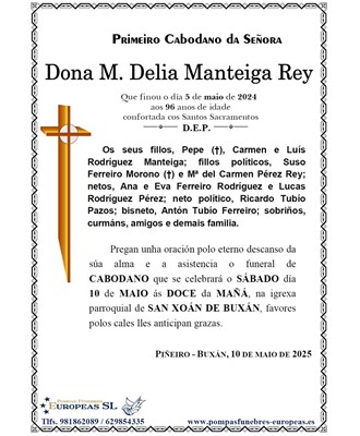 Dona M. Delia Manteiga Rey (17/05/2025)