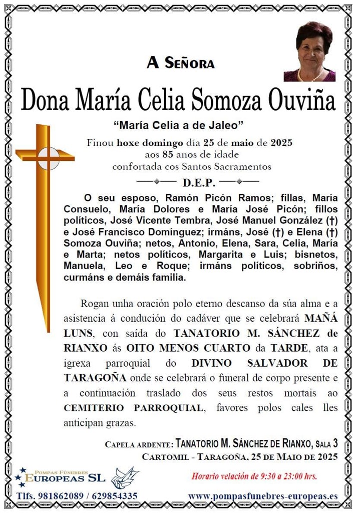 Foto principal Dona María Celia Somoza Ouviña