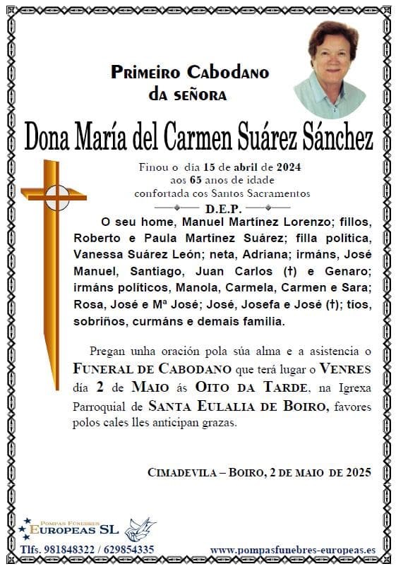 Dona María del Carmen Suárez Sánchez (02/05/2025)