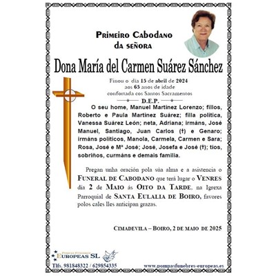 Dona María del Carmen Suárez Sánchez (02/05/2025)