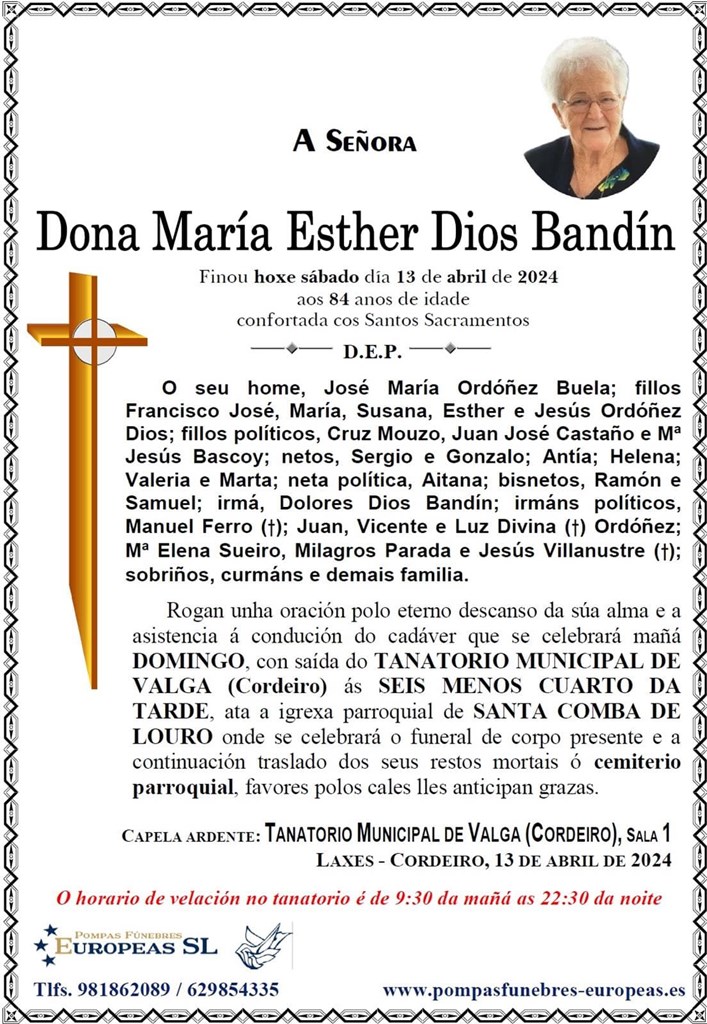 Foto principal Dona María Esther Dios Bandín