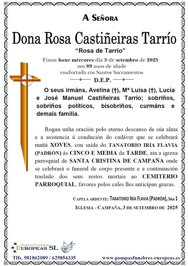 Foto principal Dona Rosa Castiñeiras Tarrío