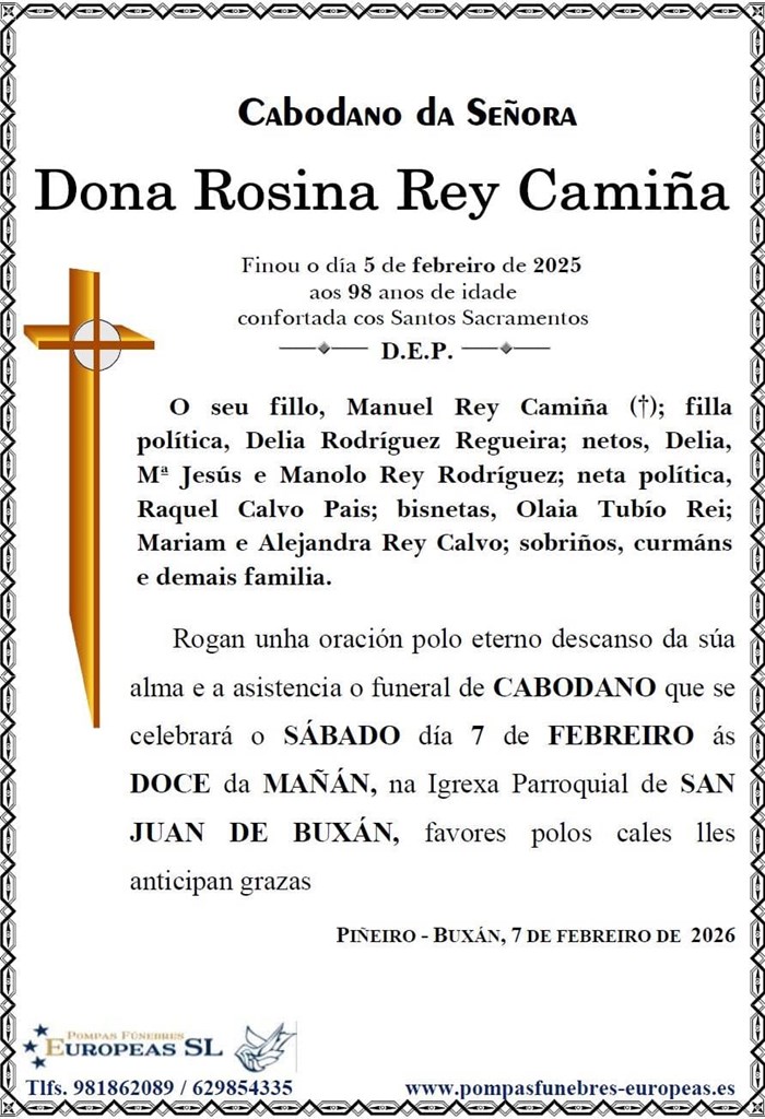 Dona Rosina Rey Camiña (07/02/2026)