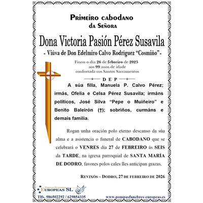 Dona Victoria Pasión Pérez Susavila (27/02/2026)
