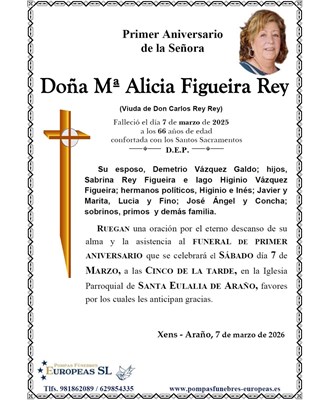 Doña Alicia Figueira Rey (07/03/2026)