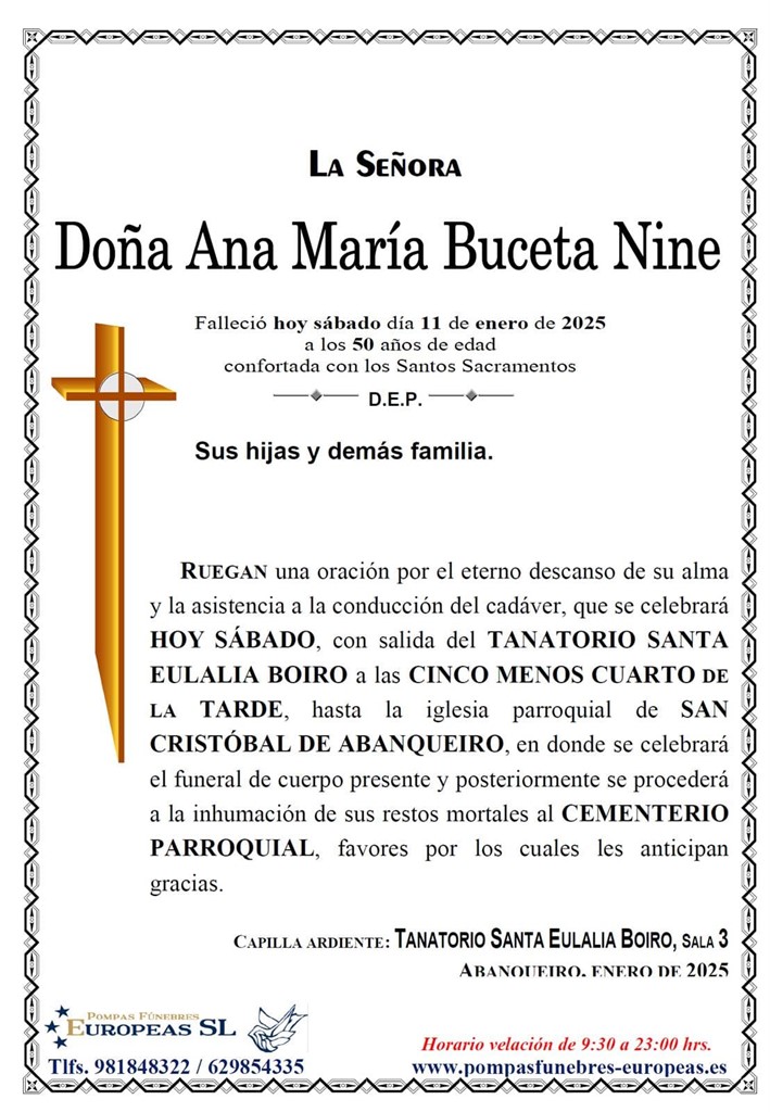 Doña Ana María Buceta Nine