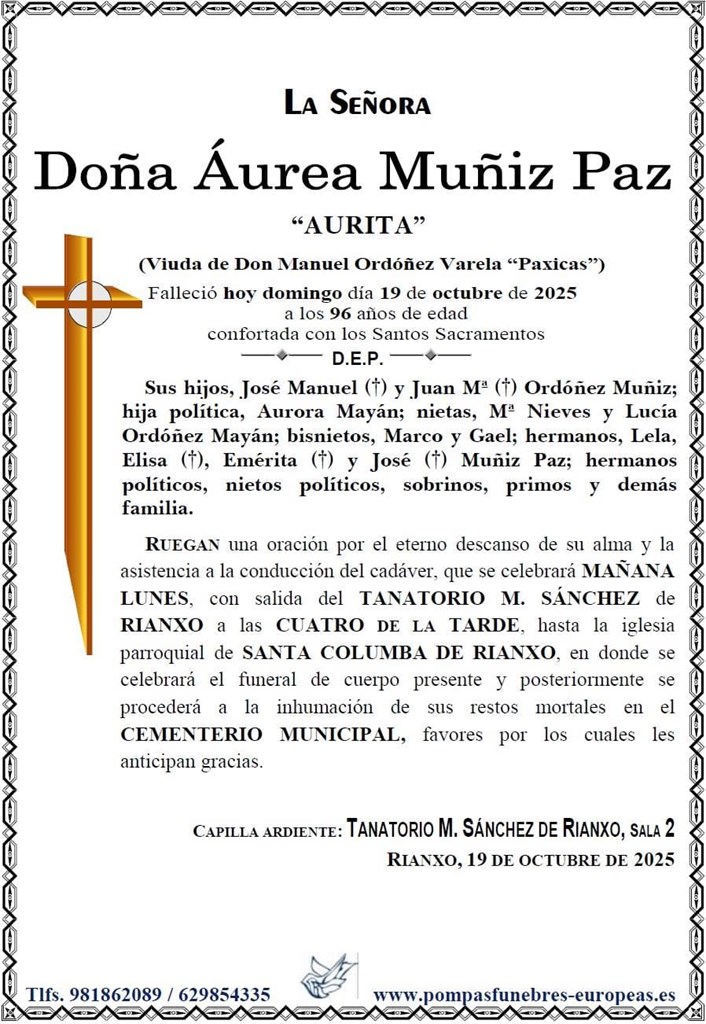 Foto secundaria Doña Áurea Muñiz Paz