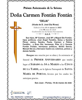 Doña Carmen Fontán Fontán (14/03/2026)