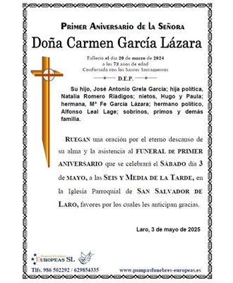 Doña Carmen García Lázara (03/05/2025)