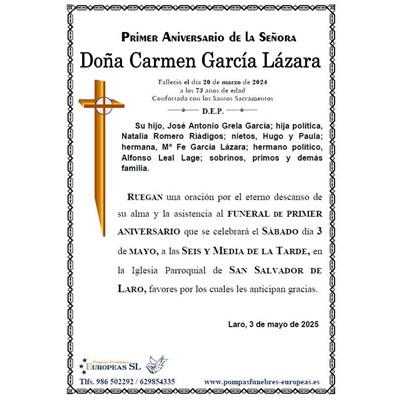 Doña Carmen García Lázara (03/05/2025)