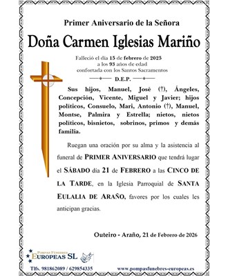 Doña Carmen Iglesias Mariño (21/02/2026)