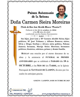 Doña Carmen Sieira Moreiras (18/10/2025)
